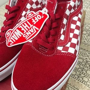 VANS Ward Checkered Sneakers Shoes Red